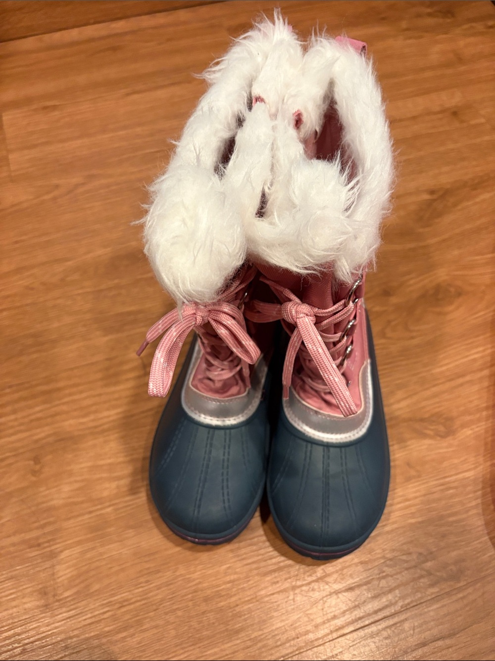 wonder nation Pink and Navy Faux-Fur Winter Boots